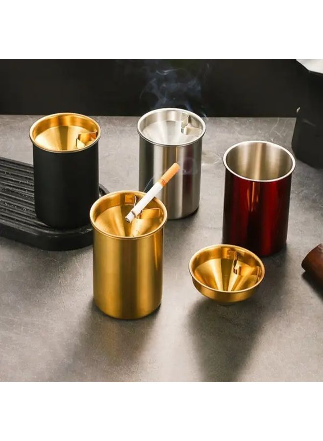 Noir Stainless Steel Windproof Smokeless Ashtray Set For Indoor Outdoor Use - Image 1